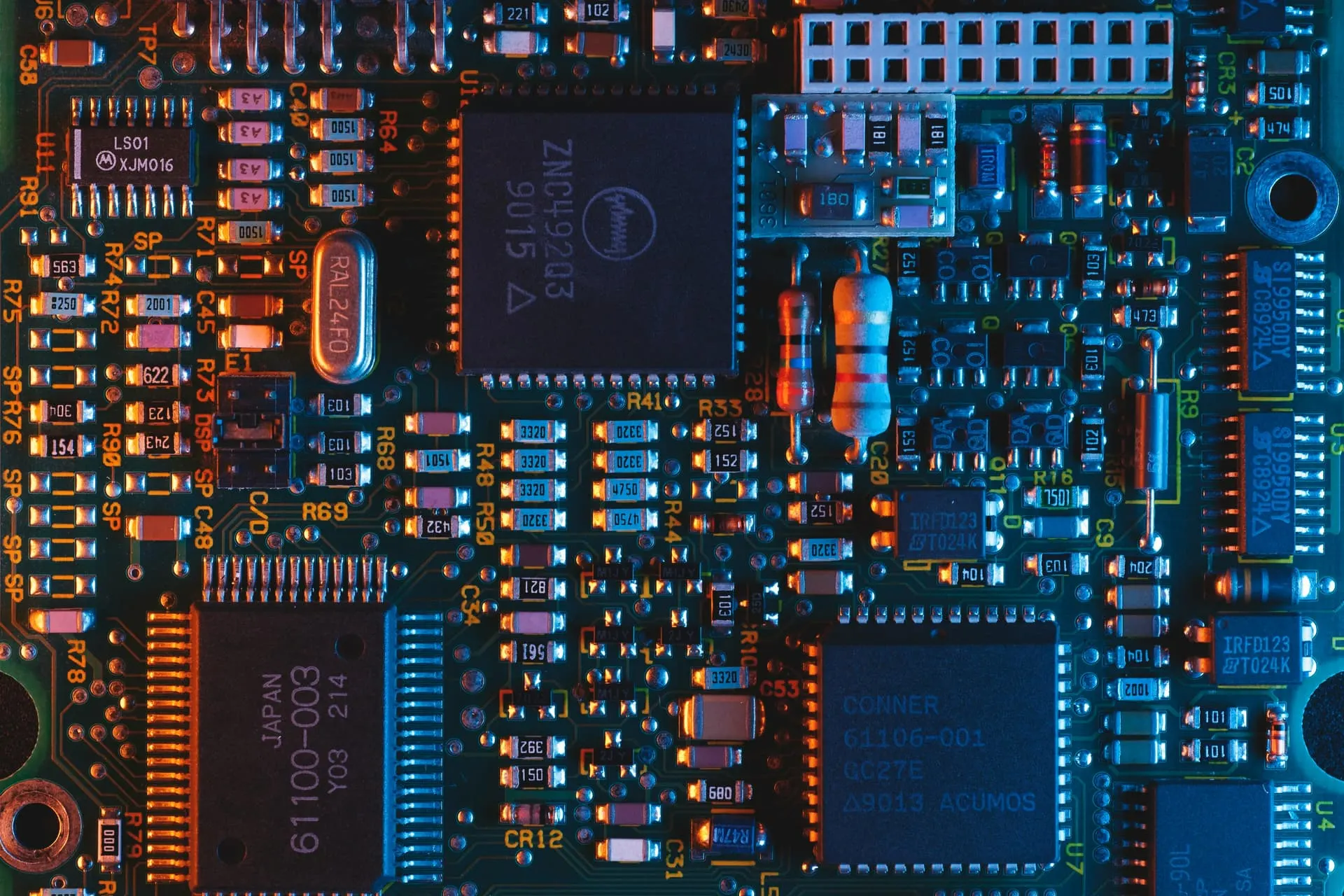 Computer components and motherboard during a desktop repair
