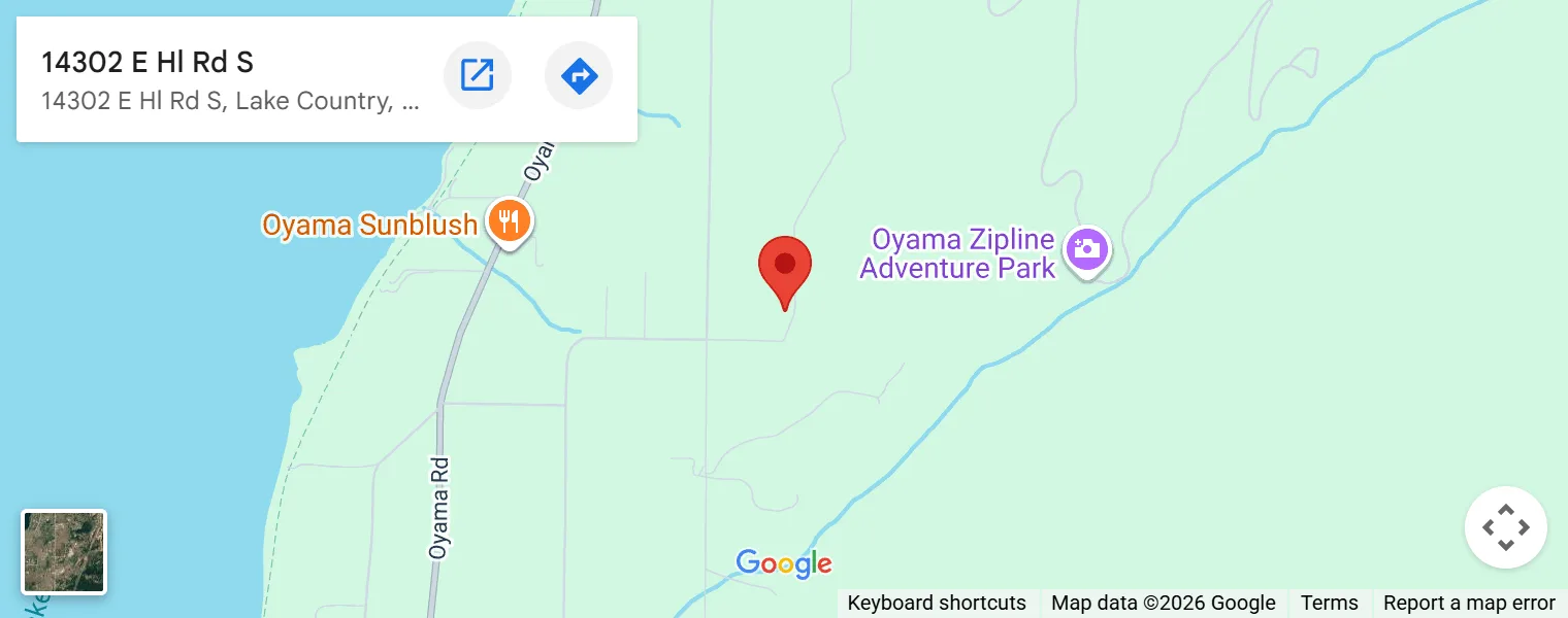 Map of the drop-off location at 14302 East Hill Rd, Lake Country