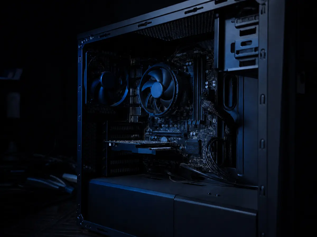 Inside a finished custom PC build assembled by Lake Country Computer Repair